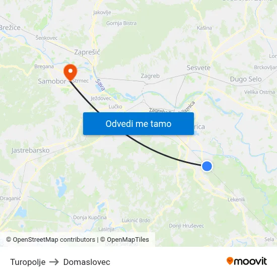 Turopolje to Domaslovec map