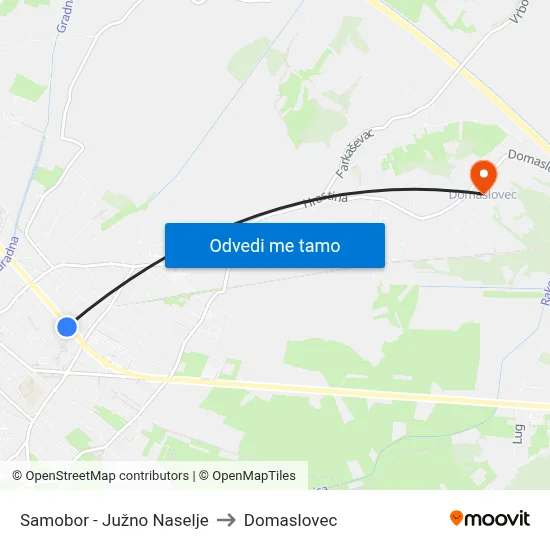 Samobor - Južno Naselje to Domaslovec map