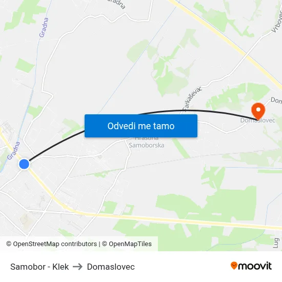 Samobor - Klek to Domaslovec map