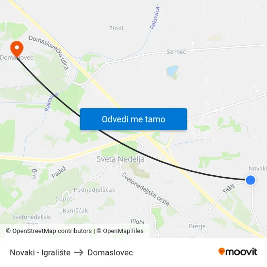 Novaki - Igralište to Domaslovec map