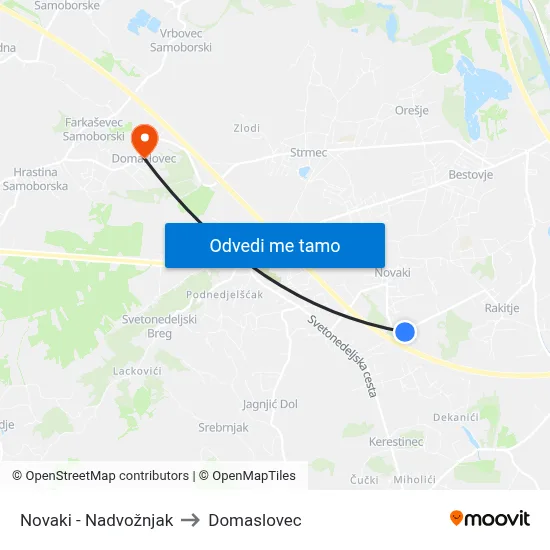 Novaki - Nadvožnjak to Domaslovec map