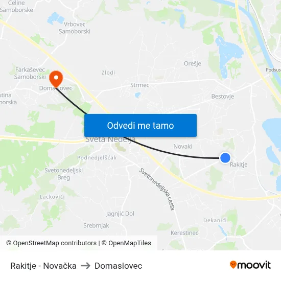 Rakitje - Novačka to Domaslovec map