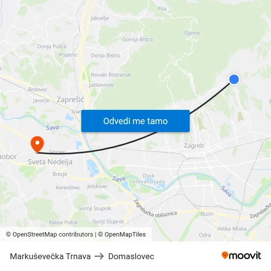 Markuševečka Trnava to Domaslovec map