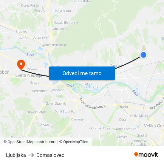 Ljubijska to Domaslovec map