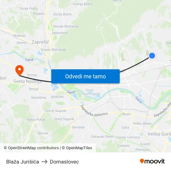 Blaža Jurišića to Domaslovec map