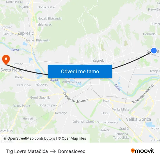 Trg Lovre Matačića to Domaslovec map