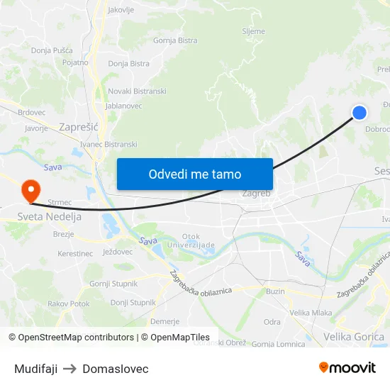 Mudifaji to Domaslovec map