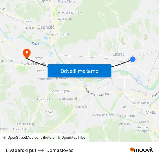 Livadarski put to Domaslovec map