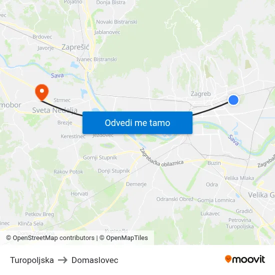 Turopoljska to Domaslovec map