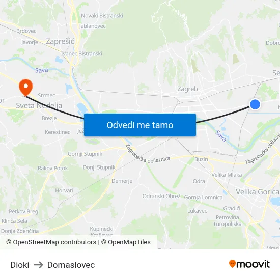 Dioki to Domaslovec map
