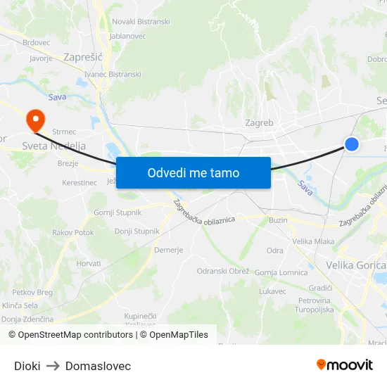 Dioki to Domaslovec map