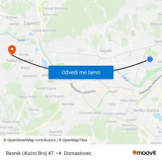 Resnik I,Kućni Broj 47 to Domaslovec map
