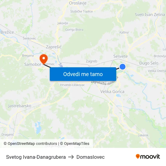 Svetog Ivana-Danagrubera to Domaslovec map