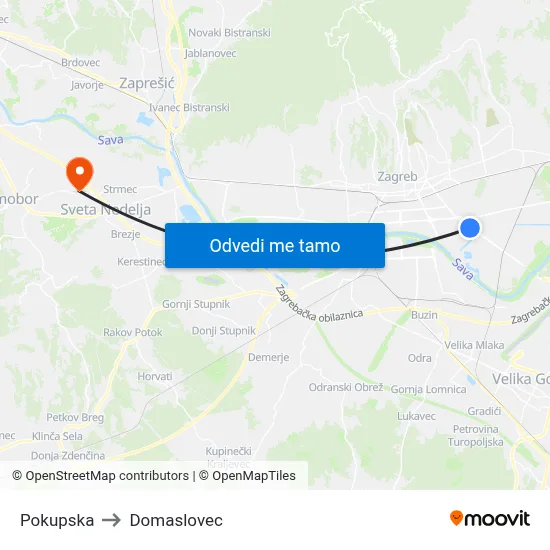 Pokupska to Domaslovec map