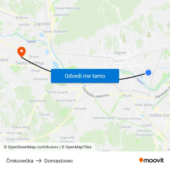 Črnkovečka to Domaslovec map