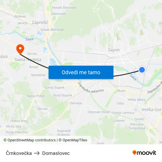 Črnkovečka to Domaslovec map