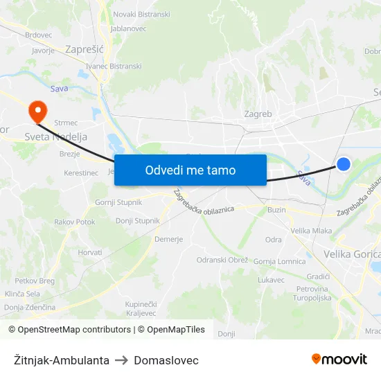 Žitnjak-Ambulanta to Domaslovec map