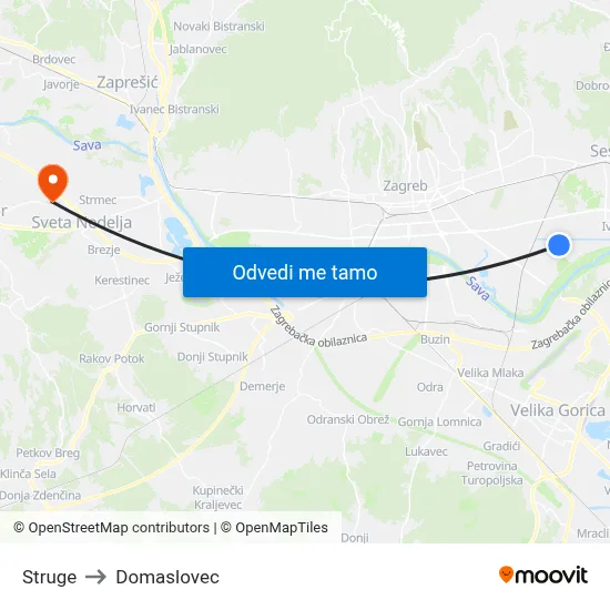 Struge to Domaslovec map