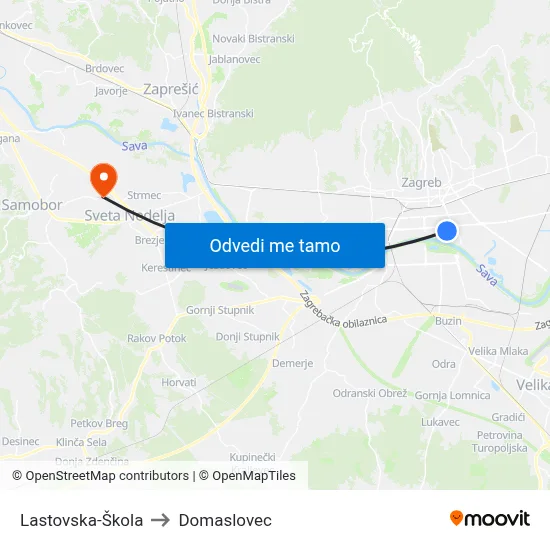 Lastovska-Škola to Domaslovec map