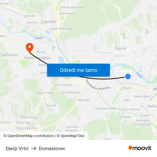 Dječji Vrtić to Domaslovec map
