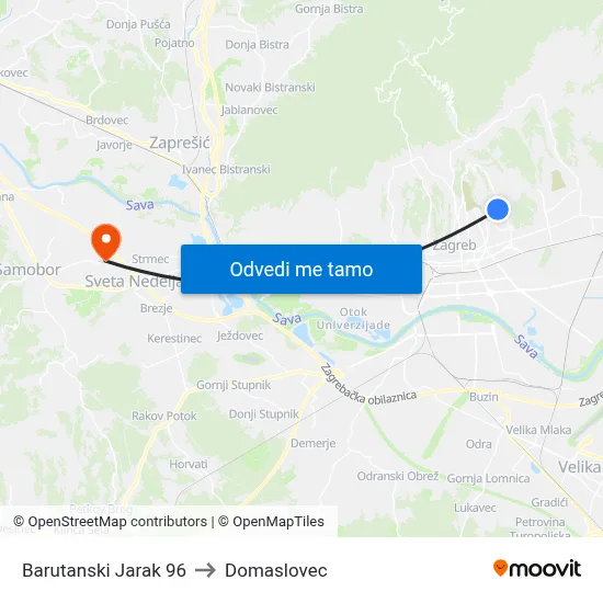Barutanski Jarak 96 to Domaslovec map