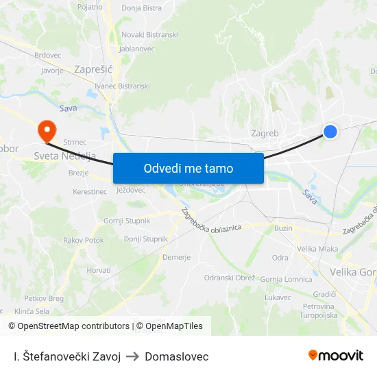 I. Štefanovečki Zavoj to Domaslovec map