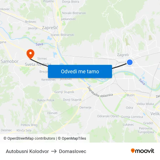 Autobusni Kolodvor to Domaslovec map