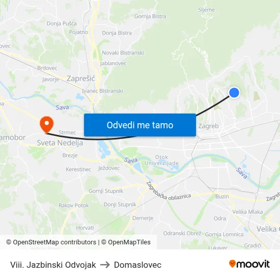 Viii. Jazbinski Odvojak to Domaslovec map