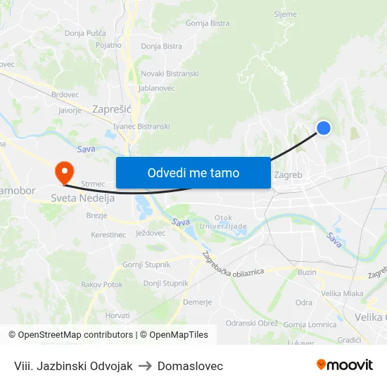 Viii. Jazbinski Odvojak to Domaslovec map