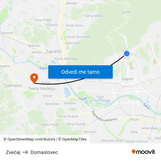 Zvečaj to Domaslovec map