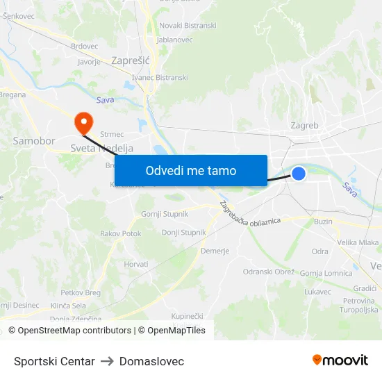 Sportski Centar to Domaslovec map