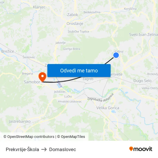 Prekvršje-Škola to Domaslovec map