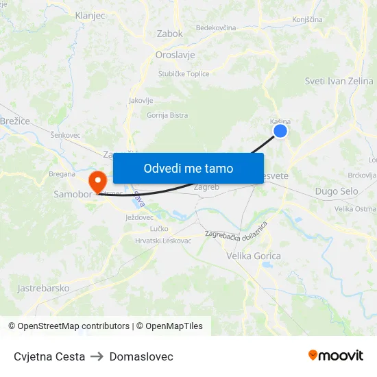 Cvjetna Cesta to Domaslovec map