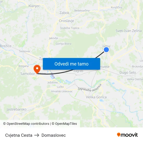 Cvjetna Cesta to Domaslovec map
