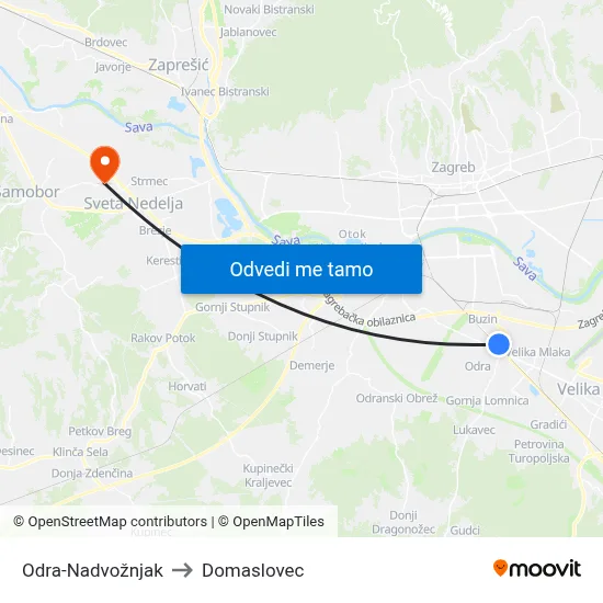 Odra-Nadvožnjak to Domaslovec map