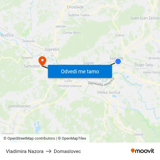 Vladimira Nazora to Domaslovec map