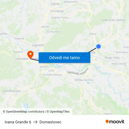 Ivana Granđe 6 to Domaslovec map