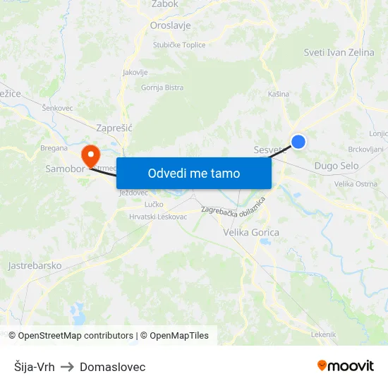 Šija-Vrh to Domaslovec map