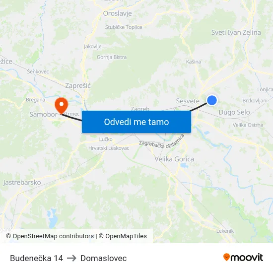 Budenečka 14 to Domaslovec map
