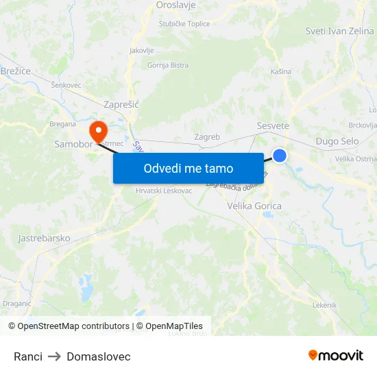 Ranci to Domaslovec map