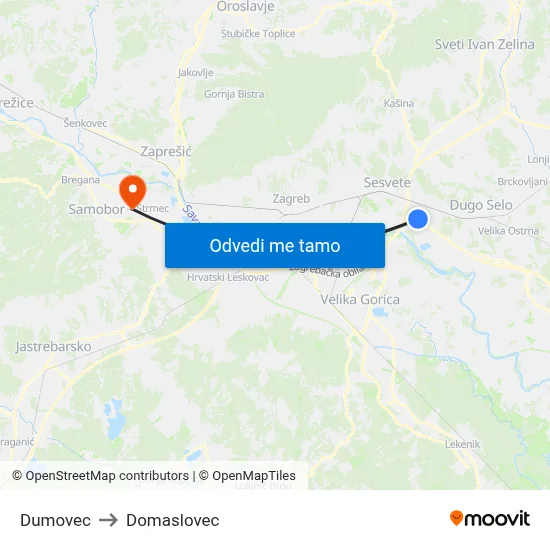 Dumovec to Domaslovec map