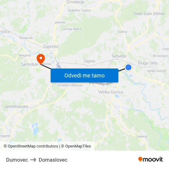 Dumovec to Domaslovec map