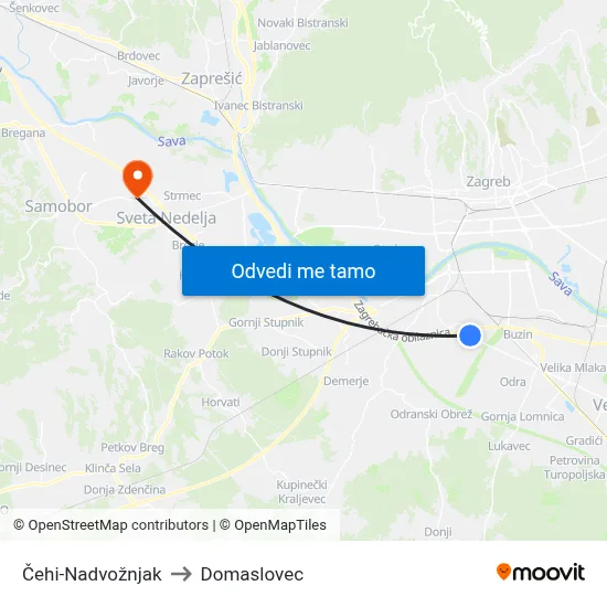 Čehi-Nadvožnjak to Domaslovec map