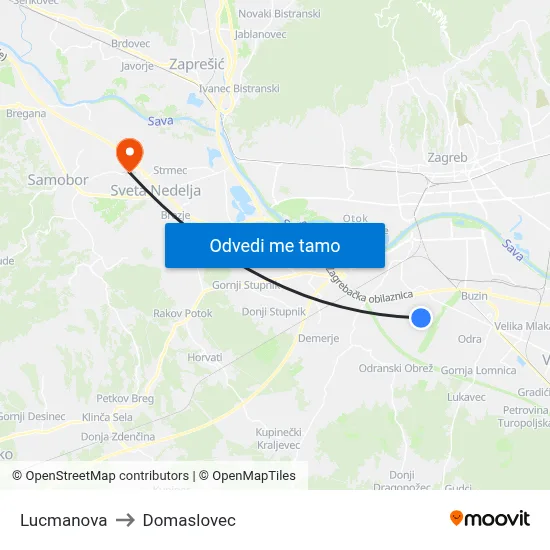 Lucmanova to Domaslovec map