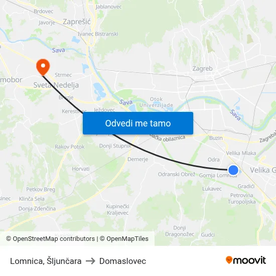 Lomnica, Šljunčara to Domaslovec map