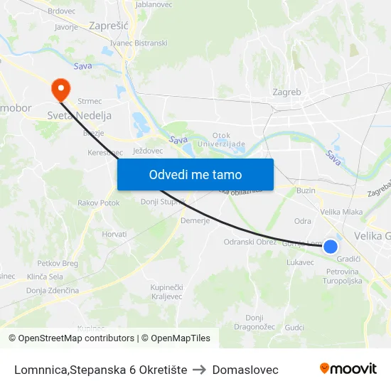 Lomnnica,Stepanska 6 Okretište to Domaslovec map