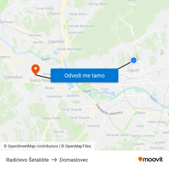 Radićevo Šetalište to Domaslovec map