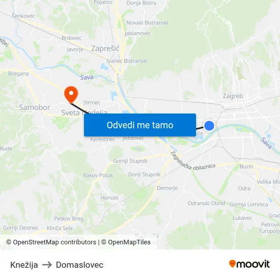 Knežija to Domaslovec map