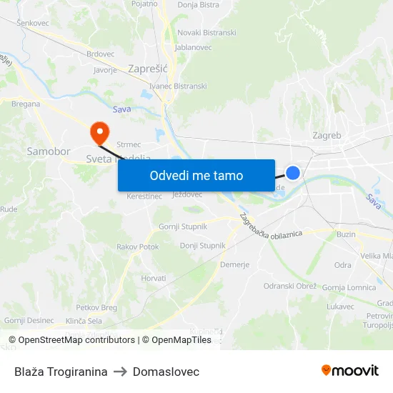 Blaža Trogiranina to Domaslovec map