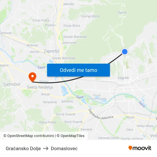 Gračansko Dolje to Domaslovec map